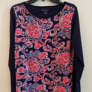 Lilly Pulitzer Women's Navy and Pink Paisley Top